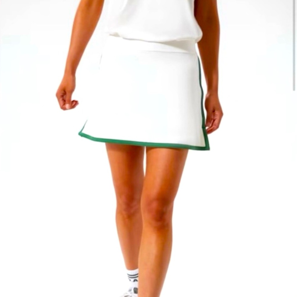 Tuckernuck White Skirt with Green Trim and Plaid Shorts
